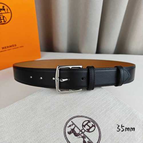HermèS 爱马仕针扣皮带 顶级品质 进口头层牛皮 原厂荔枝纹面搭配土黄色平纹底 35Mm宽 配官网亮银 亮金扣