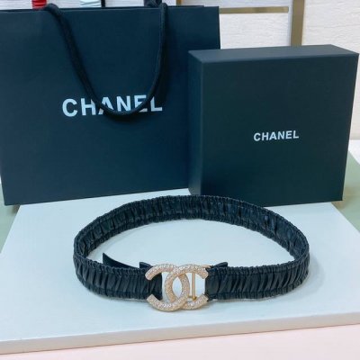 Chanel 24C Cc水钻 黄铜Logo扣 小牛皮 银色金属 与 金色金属 3.0Cm精品 弹力十足 百搭 优雅 码数含扣S=65Cm总长可用75、80、8