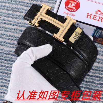 男士腰带：爱马仕 原单 男士皮带：百分百头层牛皮，保证真皮。24K纯钢扣双面可用专柜同等质量， 送人自用首选 包装： 请认准如图专柜包装，赠送打孔器，银联发票，