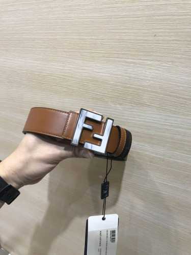 配送专柜包装 打孔针 特批 新款 Fd 宽38 Mm 支持Nfc 芯片扫描，标志造型皮带，原版亮面间色 亚克力F铆钉扣，进口原版小牛皮压花制成，镀金表面金属制品