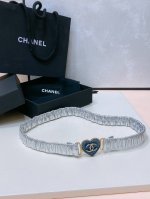 Chanel Cc爱心 牛仔 金 黄铜Logo扣 小牛皮 银色金属 与 金色金属 3.0Cm精品 弹力十足 百搭 优雅 码数含扣S=65Cm总长可用75、80、