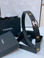 Chanel 24C 黄铜金属 水钻黑 与 白Logo搭扣 黄铜金属进口胎牛皮平纹带身 饰有Cc小Logo手感柔软 细腻 3.0Cm