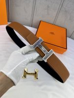 特 3.8宽 爱马仕hermes男士腰带皮带38Mm 原厂togo荔枝纹牛皮 双面使用实物实拍 新款五金 一件代发