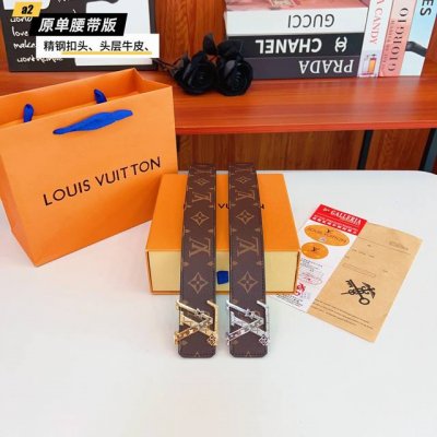 路易L驴家 寬度4.0Cm 面為原廠头层牛皮 風格效果 底為柔軟的黑色头层牛皮 經典字母精钢扣头效果 手感極佳 从买原版到开发历经数月打造而出 选料 做工细节