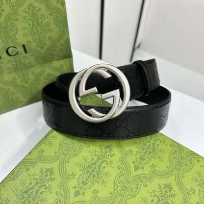 Gucci.古驰 全套包装 水晶暗黑Gg Supreme Pvc老花 内衬进口专用底料 宽度4.0Cm 新版圆润互扣式双G搭扣