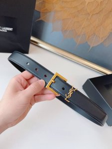 Saint Laurent 圣罗兰 女士腰带皮带 意大利进口平纹小牛皮，Ysl原版开模复古金扣，尺寸3.0Cm时尚百搭高雅