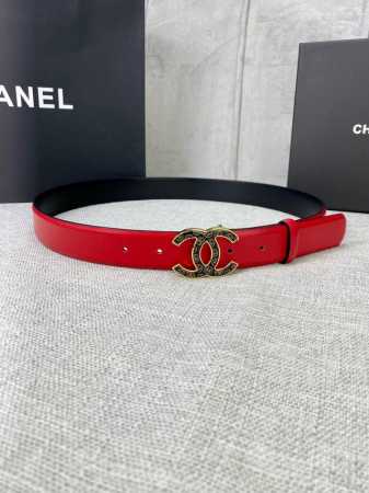 特 宽度3.0Cm Chanel 香奈儿 平纹牛皮金 银 色金属暗印品牌logo磨胶钢扣。 - 点击图像关闭