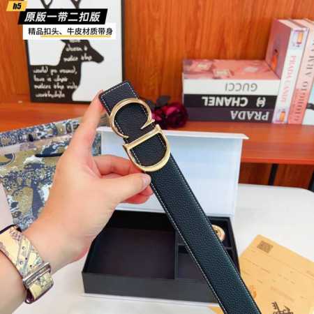 1带1扣 1带2扣 Dio迪家 双扣版 1带2扣 正版开模 此款腰带双面采用原厂牛皮带身，精密电镀标志性五金搭扣 对版专柜。3.8Cm 如需木盒40 - 点击图像关闭