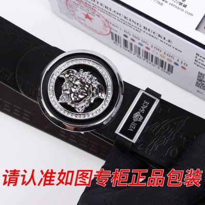品名：范思哲.Ver…Sace原单 型号：认准如图专柜包装，送打孔器 材料：双面可用，百分百头层牛皮，保证真皮。美人头，24K钢扣，复古做旧工艺
