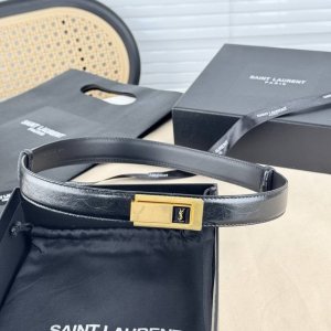 Sa Int Laurent 圣罗兰女士腰带皮带 真金电渡扣头 意大利皮 宽2.5Cm