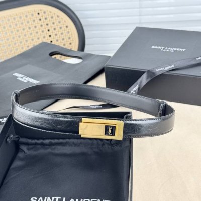 Sa Int Laurent 圣罗兰女士腰带皮带 真金电渡扣头 意大利皮 宽2.5Cm