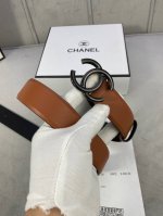 宽度3.0Cm Chanel 香奈儿 细纹牛皮 金 银 枪 色金属钢扣。