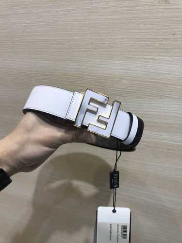 配送专柜包装 打孔针 特批 新款 Fd 宽38 Mm 支持Nfc 芯片扫描，标志造型皮带，原版亮面间色 亚克力F铆钉扣，进口原版小牛皮压花制成，镀金表面金属制品