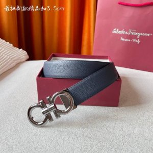 支持Nfc芯片扫描 批 配全套包装 品牌：菲拉格慕海外原单 扣头材质：精品实心铜扣 带身材质正面：35Mm宽度采用双面进口原版皮腰带，真空电镀五金扣头实物拍摄