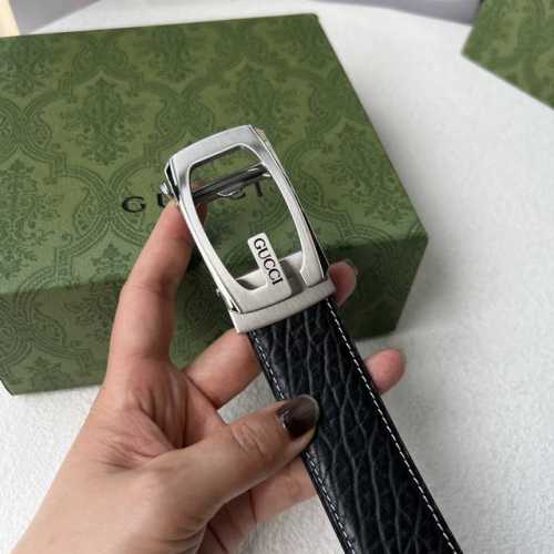 特 品牌： 古奇 新款进口小牛皮，手感细腻柔软。搭配纯钢自动精品钢扣，男士必备！宽度：3.5Cm