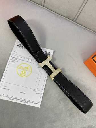 专柜同步 宽:3.8 爱马仕 Hermes 男士腰带 带身采用进口小牛皮 316精品施华洛水晶钻钢扣 双面可用 - 点击图像关闭