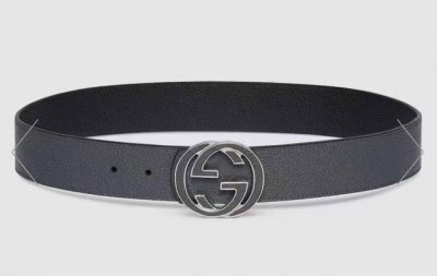 Gucci.古驰 全套包装 绝美Gucci 双G扣男士新款腰帶 專櫃同步 寬4厘米 雙面進口荔枝紋雙面雙色可用 精緻真空電鍍雙G鋼扣 時尚百搭款