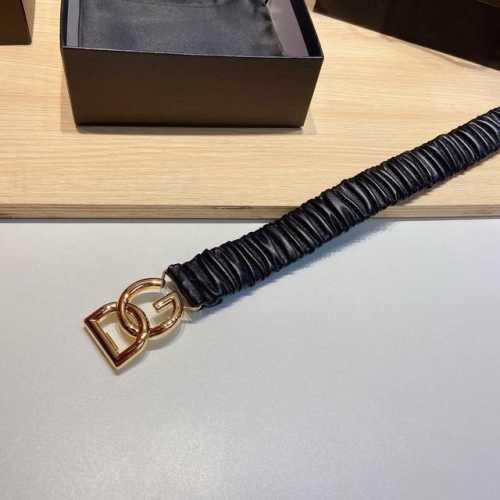 D&G 杜嘉 班纳头层羊皮弹力腰带，搭配精品铜扣，宽度：3.0Cm，