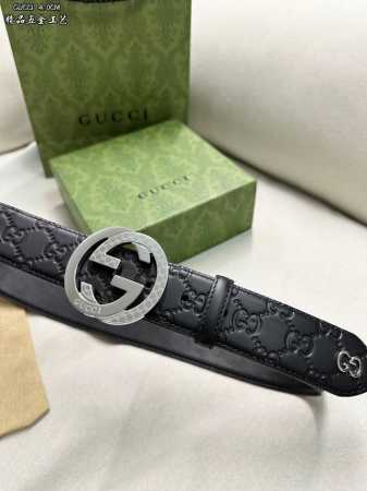 特 Gucci.古驰 全套包装 3.8Cm进口小牛皮压花, 专柜正品1:1完美复刻. 原版牛皮底, 采用热压印技术的Gucci Signature皮革精制而成， - 点击图像关闭