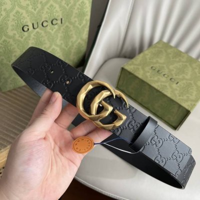 G U C C I 原厂进口牛皮压花搭配精品经典菱形格复古立体双G扣 非市场普通货 顶级