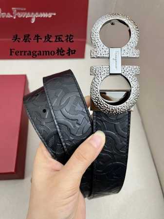 特 Ferragamo菲拉格慕男士专柜对版金属扣，头层牛皮双面外用腰带，商务通勤休闲场合均适合佩戴。3.5Cm - 点击图像关闭