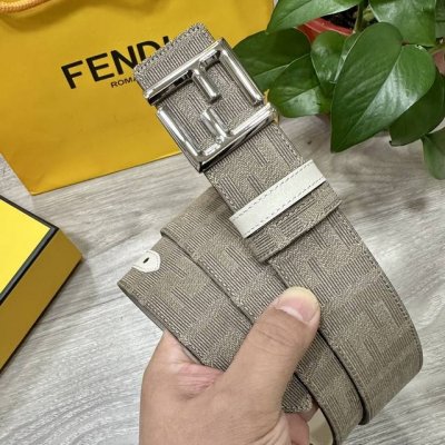 图片包装+10 Fendl 芬迪 专柜同款 宽3.8Cm 原版定制布料 Ff图案布料材质 米白色皮革内衬 单钉镀钯金属配件 时尚潮流 经典系列