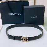 特 Chanel 24S Cc 水晶黑钻 波点面饰 字母 Logo搭扣 黄铜金属小牛皮腰带 手感柔软 细腻 3.0Cm 码数75- -100