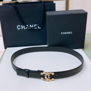 特 Chanel 24S Cc 水晶黑钻 波点面饰 字母 Logo搭扣 黄铜金属小牛皮腰带 手感柔软 细腻 3.0Cm 码数75- -100