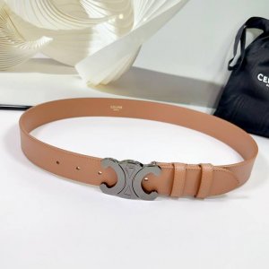 特 3.4Cm赛琳新款腰带，双面头层牛皮皮料，长度：75.80.85.90.95.100.欧， 铜 五金扣原版开模定制庆祝]