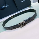 特 C Hanel Logo树脂黑 与 白 Cc扣 黄铜金色金属 3.0Cm精品 小牛皮腰带 手感极佳 典雅 欧码75、80、85、90、95、100 不含扣长