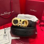 Ferragamo 菲拉格慕 雙面意大利進口原廠手掌纹 全新精雕鑽石效果搭扣 寬度35毫米 雙面雙色可用 該皮帶可調節 且能根據需要裁剪達到修身效果 顶级