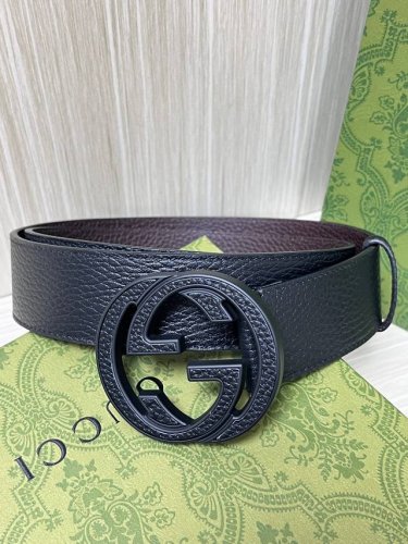 4.0宽小牛皮经典，专柜新版Logo，原版进小皮底，精品双G贴皮铜扣 高端品质，实物实拍。