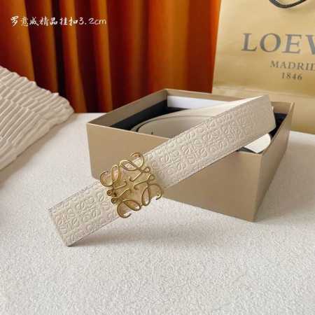 特P180 Loewe (罗意威) 专柜同款 新款压花 选用柔软双面小牛皮制作，时尚百搭，宽3.2Cm - 点击图像关闭