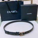 C Hanel 24S Cc 树脂 与 链节Logo字母搭扣 黄铜金属小羊皮菱格腰带 手感柔软 细腻 2.0Cm
