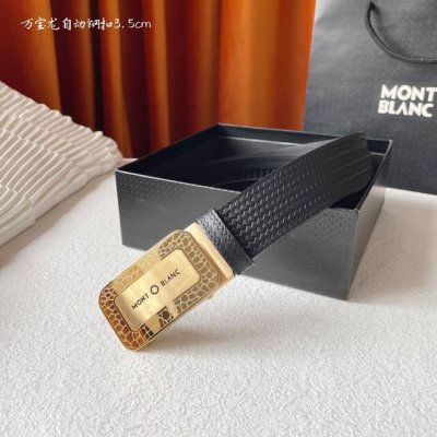 特 万宝龙 Montblanc家持续其一贯的高雅、绅士、精致的风格，进口小牛皮，手感细腻柔软。纯钢自动精品扣，男士必备！宽度：3.5Cm