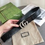 配全套包装礼盒装 Gucci 专柜新版横标 编码4068311W3Af 专柜新款浮雕冲孔压花 宽度4.0Cm 大饼光白带扣