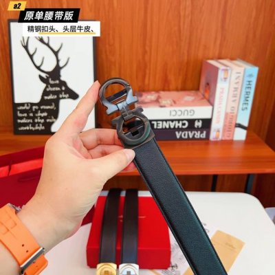 Ferrago 菲拉F 滑道 雙面头层牛皮 全新效果精钢材质搭扣 寬度35毫米 該皮帶可調節 且能根據需要裁剪達到修身效果