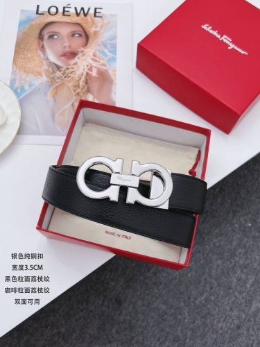 特 Ferragamo.菲拉格慕 全套包装 支持Nfc扫码 宽度3.5Cm 高级定制款男士皮带 双面进口牛皮 可双面使用 自行选择搭配 真材实料 很有质感 时尚