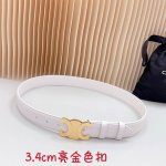 特 3.4Cm塞琳官网经典款，双面头层牛皮皮料，长度：.75.80.85.90.95.100.105.110欧， 铜 五金扣原版开模定制庆祝]