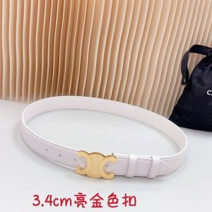 特 3.4Cm塞琳官网经典款，双面头层牛皮皮料，长度：.75.80.85.90.95.100.105.110欧， 铜 五金扣原版开模定制庆祝]