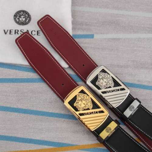 品名：Versace.范思哲 材质：原单牛皮腰带 百分百头层牛皮腰带保证真皮，24K纯钢扣，专柜原单品质、做工精细，时尚大牌，送人自用首选 包装： 请认准如图专