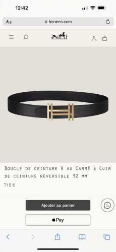 特 H Au Carre 五金搭配Togo皮带身 32Mm 黑色