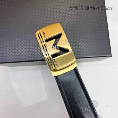 品牌： 万宝龙 新款进口小牛皮，手感细腻柔软。搭配纯钢自动精品钢扣，宽度：3.5Cm