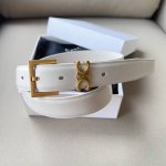 赛琳 Teen Triomphe光滑牛皮革腰带 荧光白纤细版型，可搭配经典西装外套、裙装，增添高雅气质3.0Cm