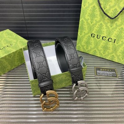 Gucci 古奇 牛皮腰带 男士经典款皮带 时装搭配必备款 优质合金扣头 采用原厂牛皮带身 机械打孔 高品质全套包装 礼盒 礼袋 小票
