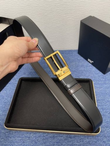 品牌万宝龙 550 描述双面原版皮，这款饰有带扣的腰带配以水牛皮衬里，覆以Monogram 牛皮。展现细腻的品牌特质，是牛仔裤的理想配件 字母带扣；35宽 原单
