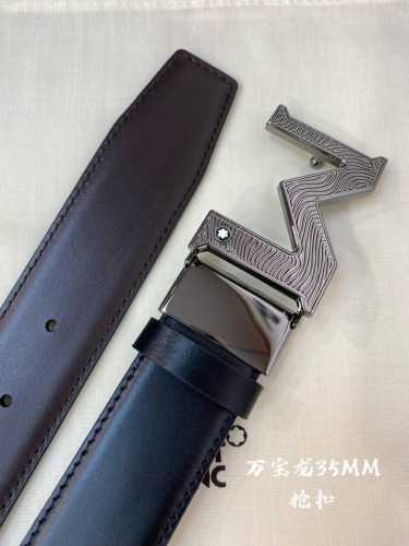 Montblanc万宝龙 宽3.5Cm 采用头层牛皮 精品针式扣头 自由裁剪商务休闲皮带