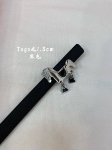 官网同步-Hermes-Glenan皮帶扣&雙面皮腰帶 13Mm 鍍鈀金属皮带扣 小牛皮双面腰带