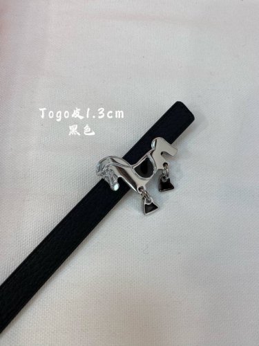 官网同步-Hermes-Glenan皮帶扣&雙面皮腰帶 13Mm 鍍鈀金属皮带扣 小牛皮双面腰带