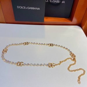 D&G 杜嘉 班纳Dg 徽标与白色水钻腰带精品，